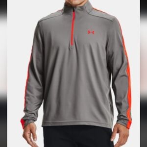 NWOT Under Armour Men's Gray/orange Quarter Zip Athletic Active Shirt Size L.